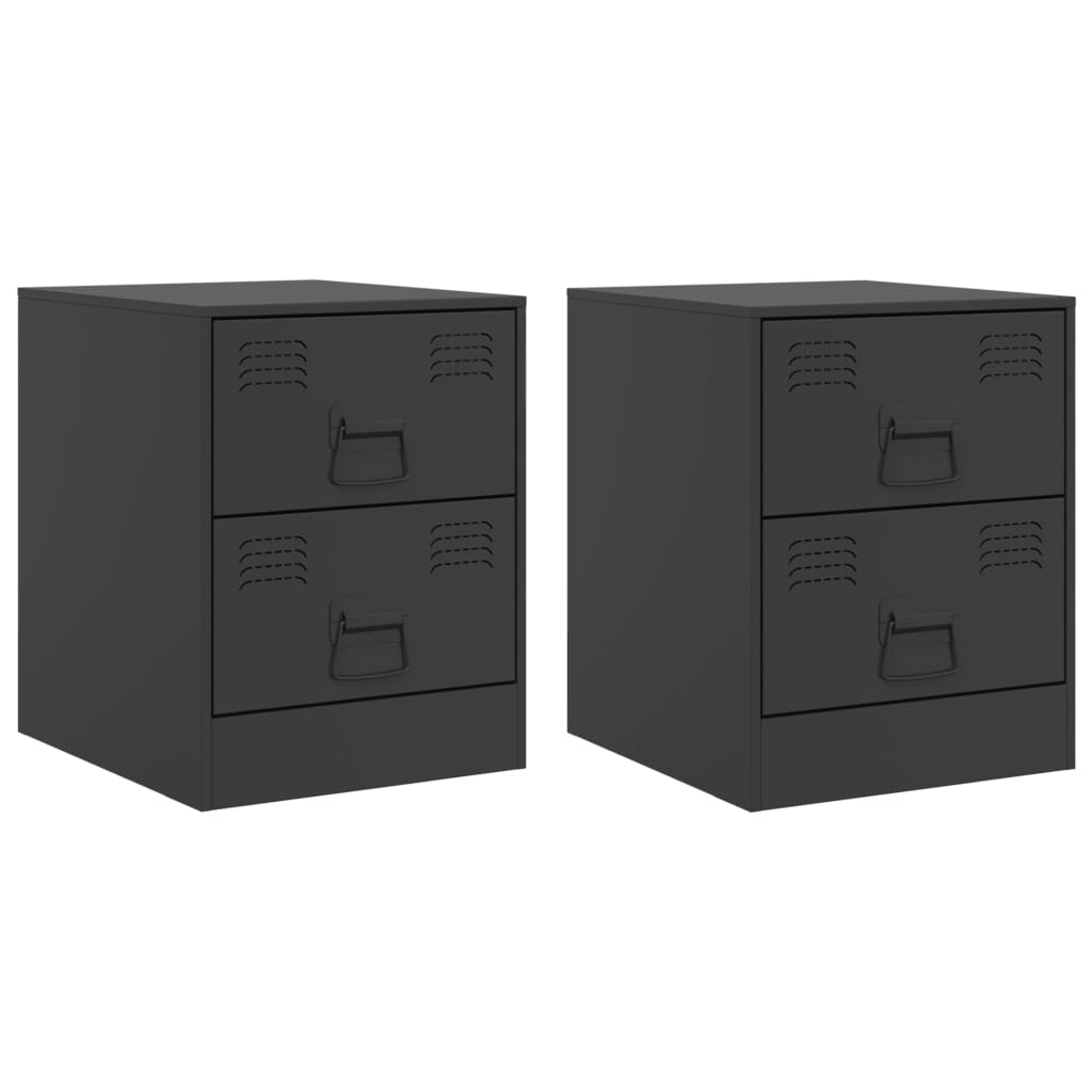 Noptiere, 2 buc., negru, 34,5x39x44 cm, otel