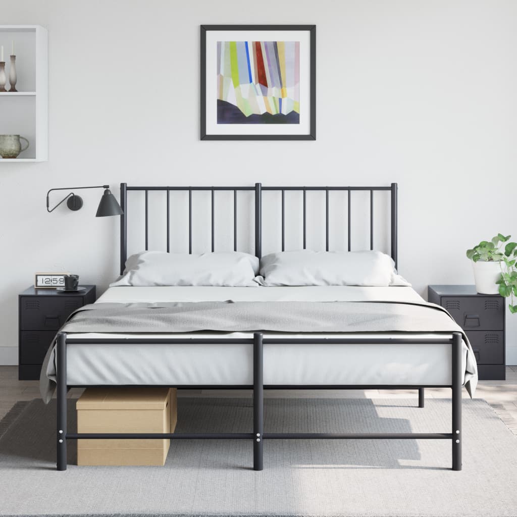 Noptiere, 2 buc., negru, 34,5x39x44 cm, otel — imaginea 2