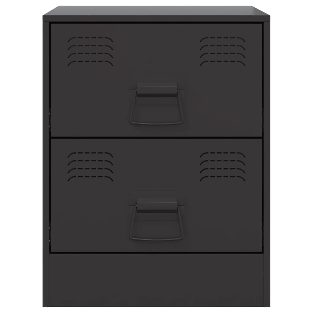 Noptiere, 2 buc., negru, 34,5x39x44 cm, otel — imaginea 5