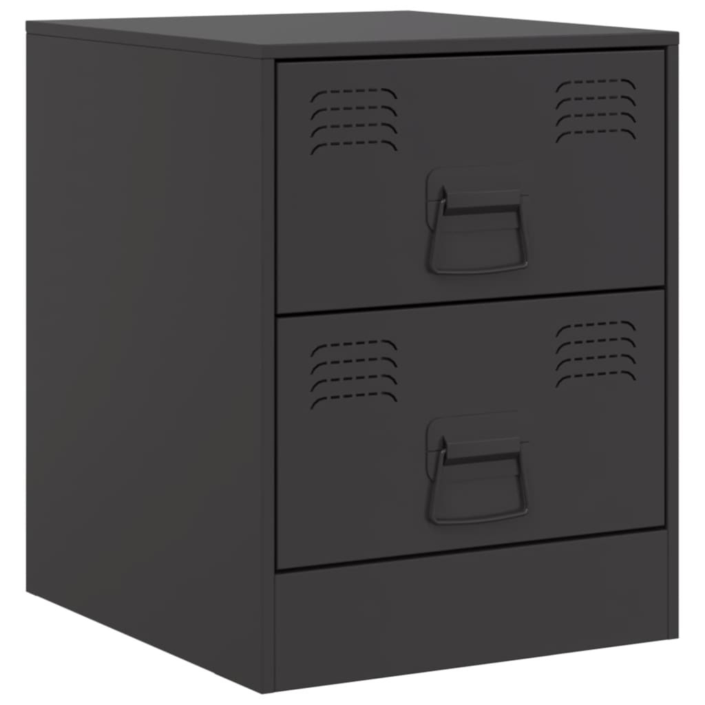 Noptiere, 2 buc., negru, 34,5x39x44 cm, otel — imaginea 6