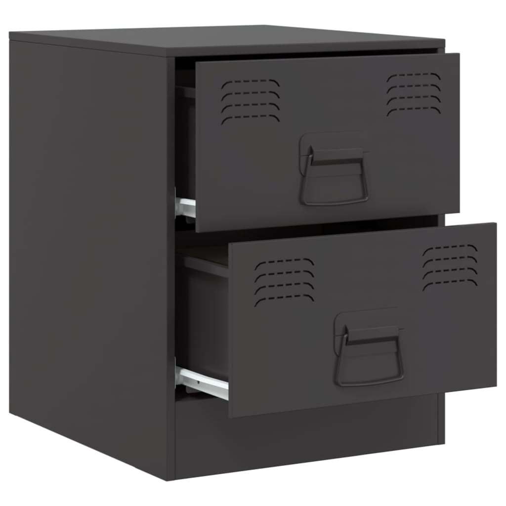 Noptiere, 2 buc., negru, 34,5x39x44 cm, otel — imaginea 7