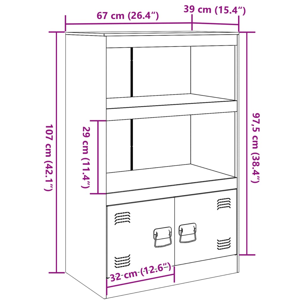 Servanta, antracit, 67x39x107 cm, otel — imaginea 12