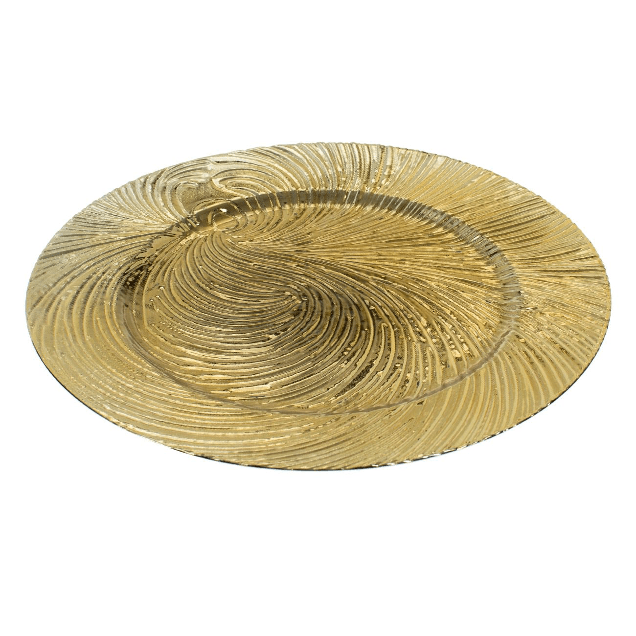 Platou Rotund Decorativ din Plastic Auriu Reliefat Valuri Ø33x1.5cm ABYZ®™