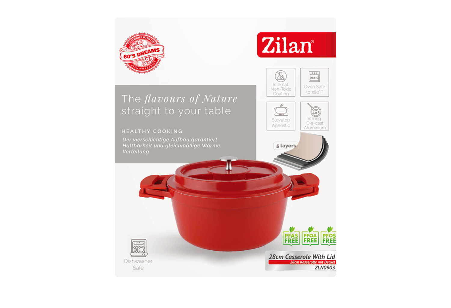 Oala RETRO Zilan ZLN0903 din 5 straturi de material, 28 cm diametru — imaginea 3
