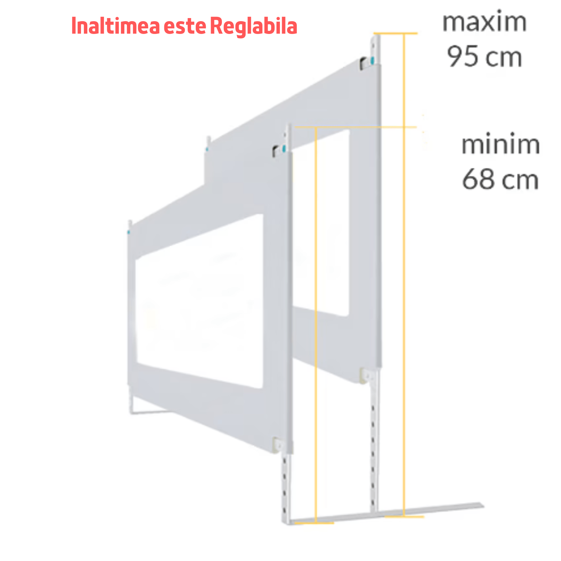 Bariera protectie pat HappyKID culisanta XXL 180 cm Baby Bear, inaltime reglabila 68-98 cm - 2 | YEO