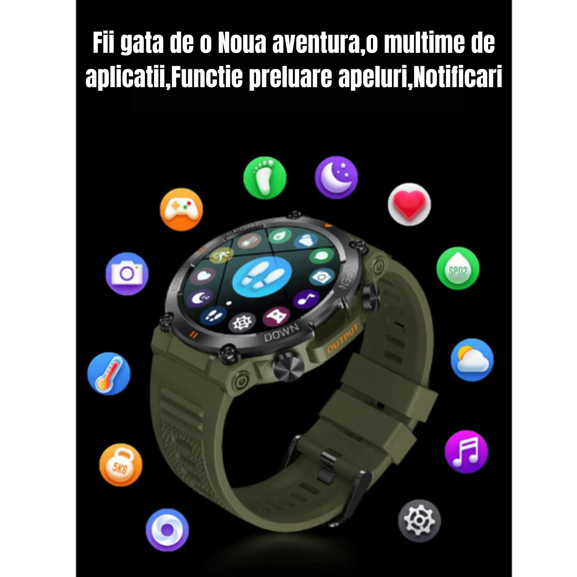 Ceas Military Smartwatch RoHS™ WATCH Apel Bluetooth,Ultra Smooth Touch Dynamic Visual,Anti-Impact Body,Gorilla Glass - 4 | YEO