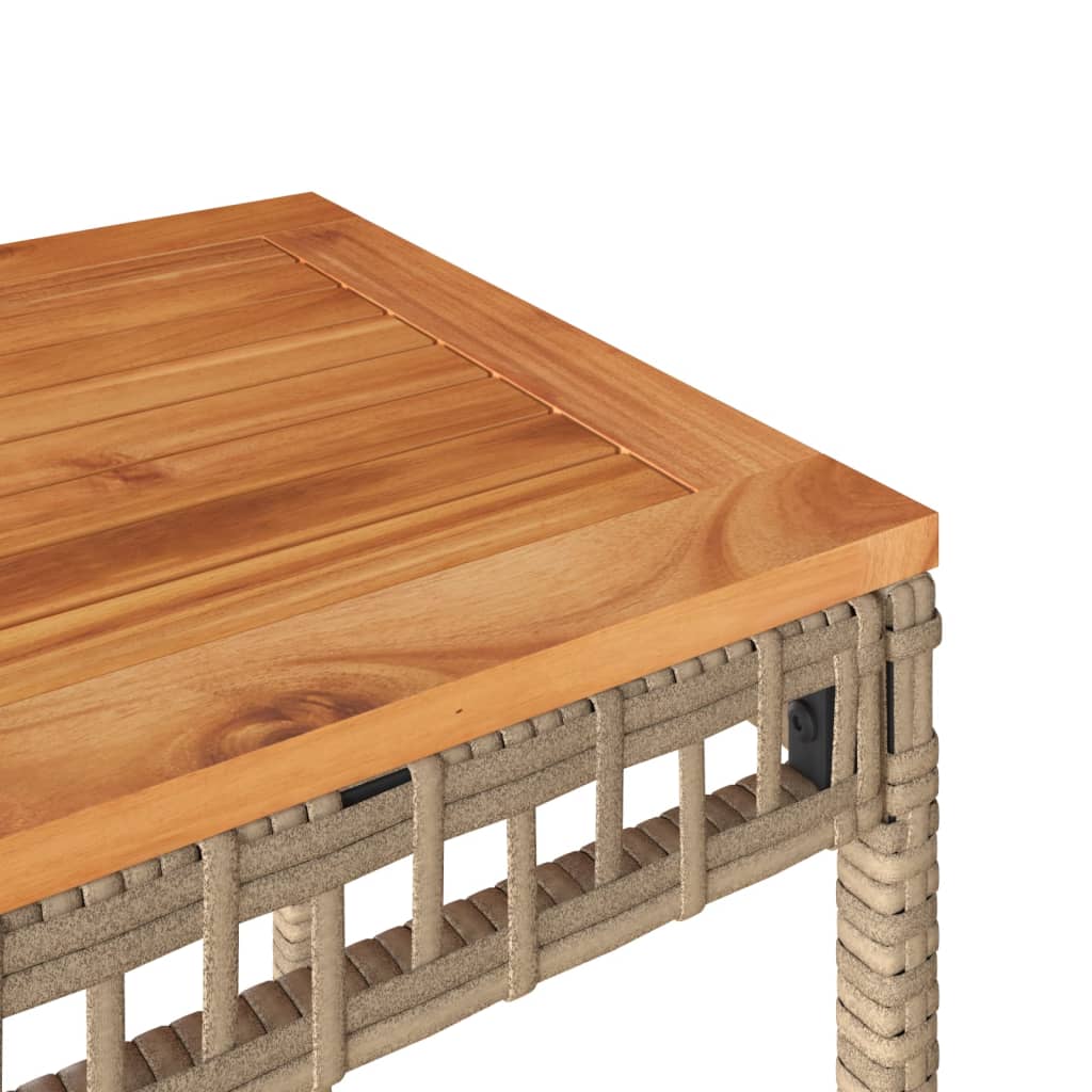 Set mobilier bistro, 3 piese, poliratan bej/lemn de acacia — imaginea 9