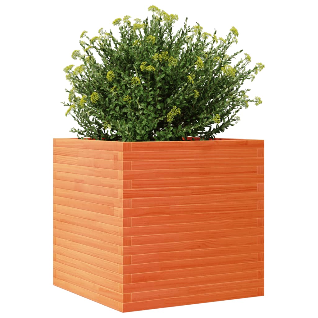 Jardiniera gradina, maro ceruit, 70x70x68,5 cm, lemn masiv pin — imaginea 4