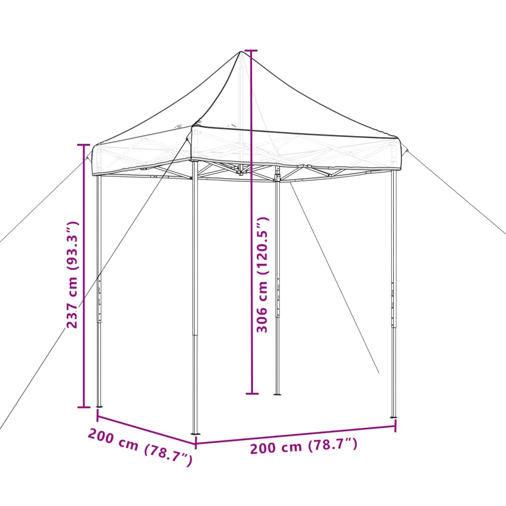 Cort de petrecere pliabil Pop-Up, 200x200x306 cm, negru — imaginea 9