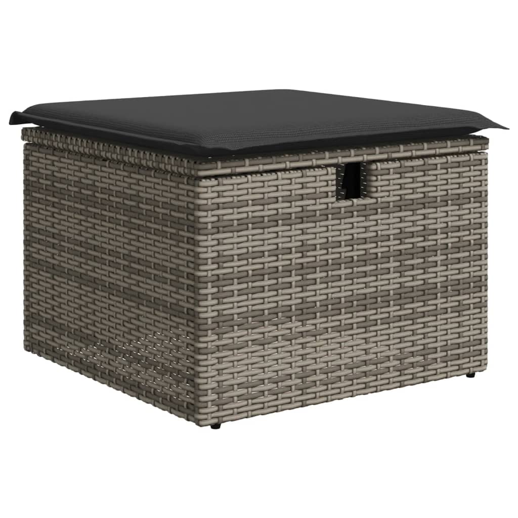 Set canapele de gradina cu perne, 8 piese, gri, poliratan — imaginea 5