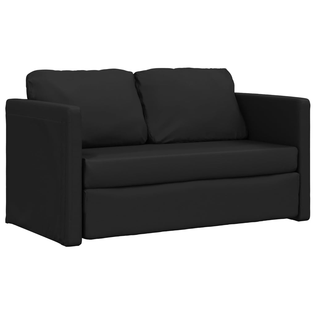 Canapea extensibila 2 in 1, negru, 112x174x55cm piele ecologica — imaginea 4