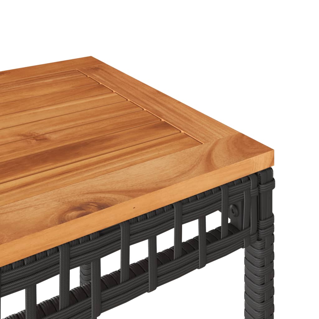 Set bistro cu perne, 3 piese, negru, poliratan si lemn acacia — imaginea 9