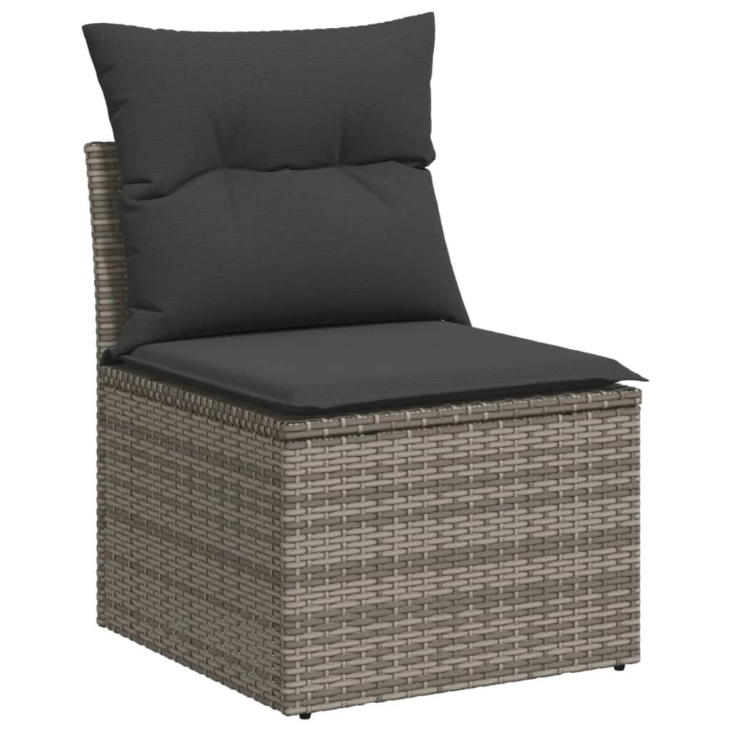 Set mobilier gradina cu perne, 6 piese, gri, poliratan — imaginea 4