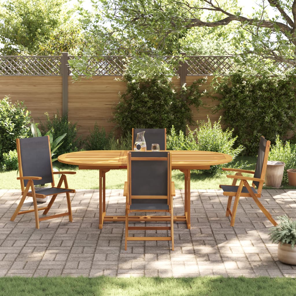 Set mobilier de gradina, 5 piese, lemn masiv acacia/textilena — imaginea 3
