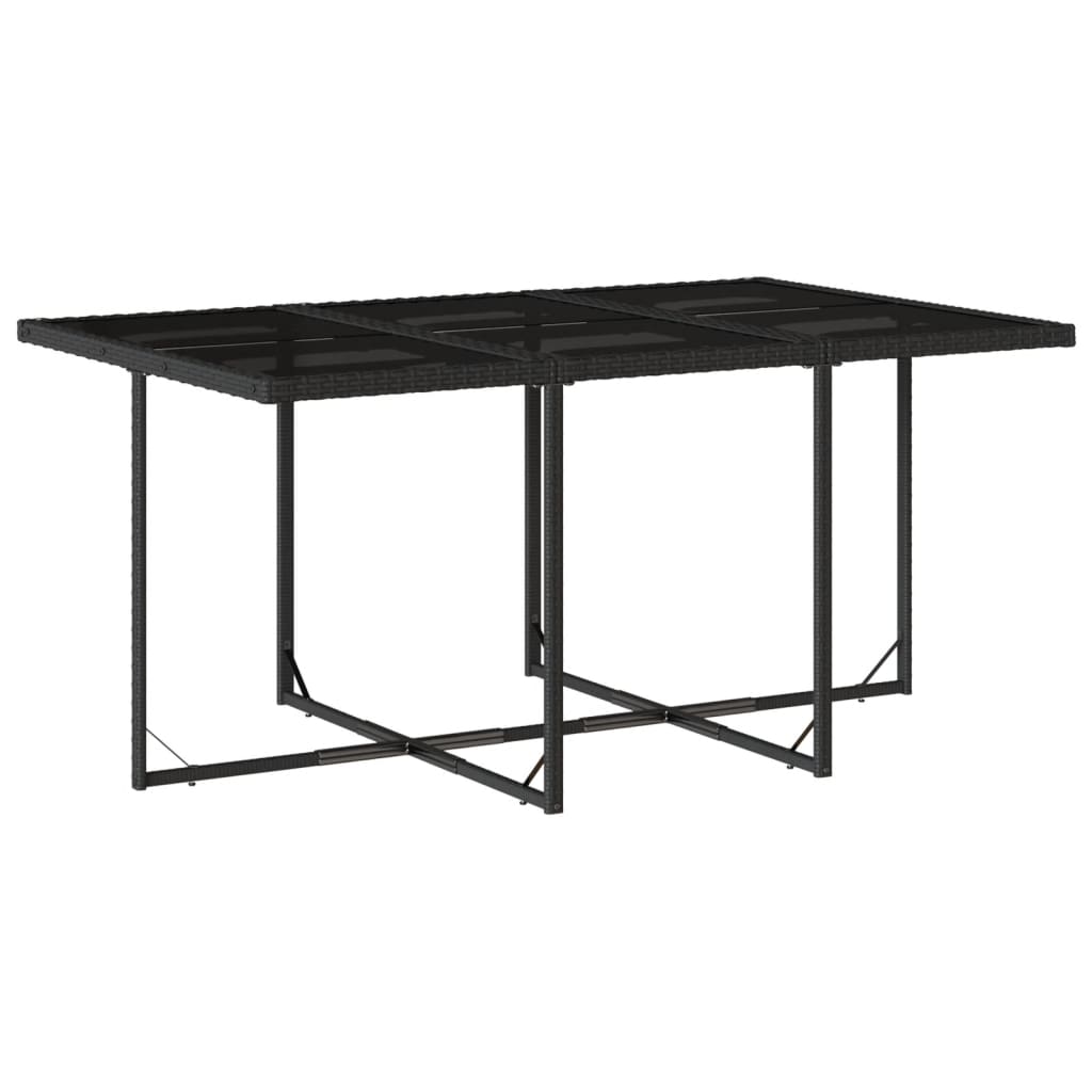 Set mobilier de gradina cu perne, 7 piese, negru, poliratan — imaginea 5