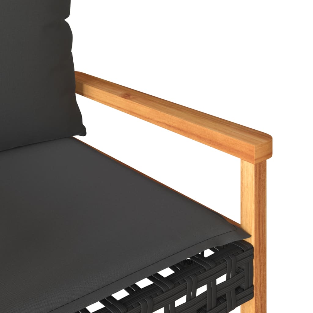 Set mobilier relaxare gradina 4 piese cu perne poliratan negru — imaginea 10