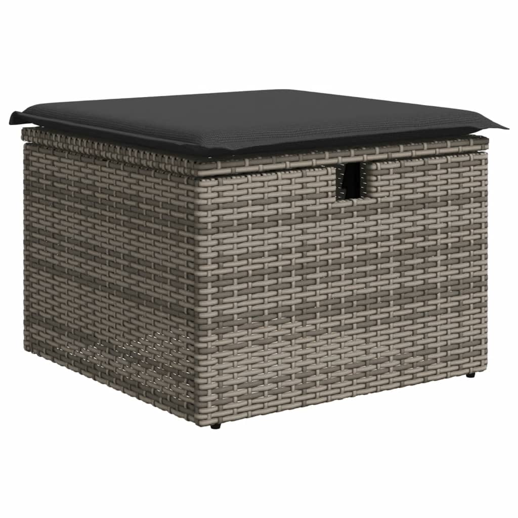 Set mobilier gradina cu perne, 6 piese, gri, poliratan — imaginea 5