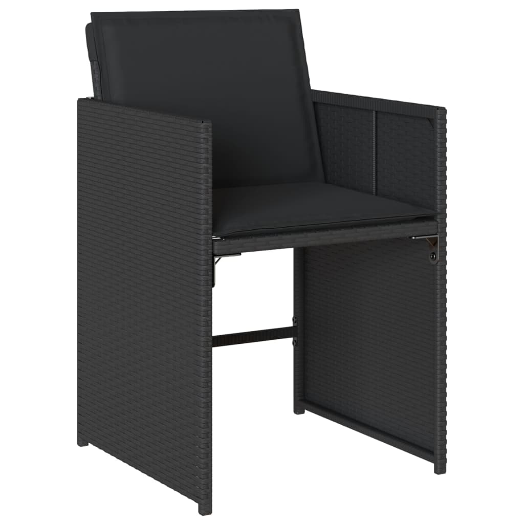 Set mobilier de gradina cu perne, 9 piese, negru, poliratan — imaginea 5