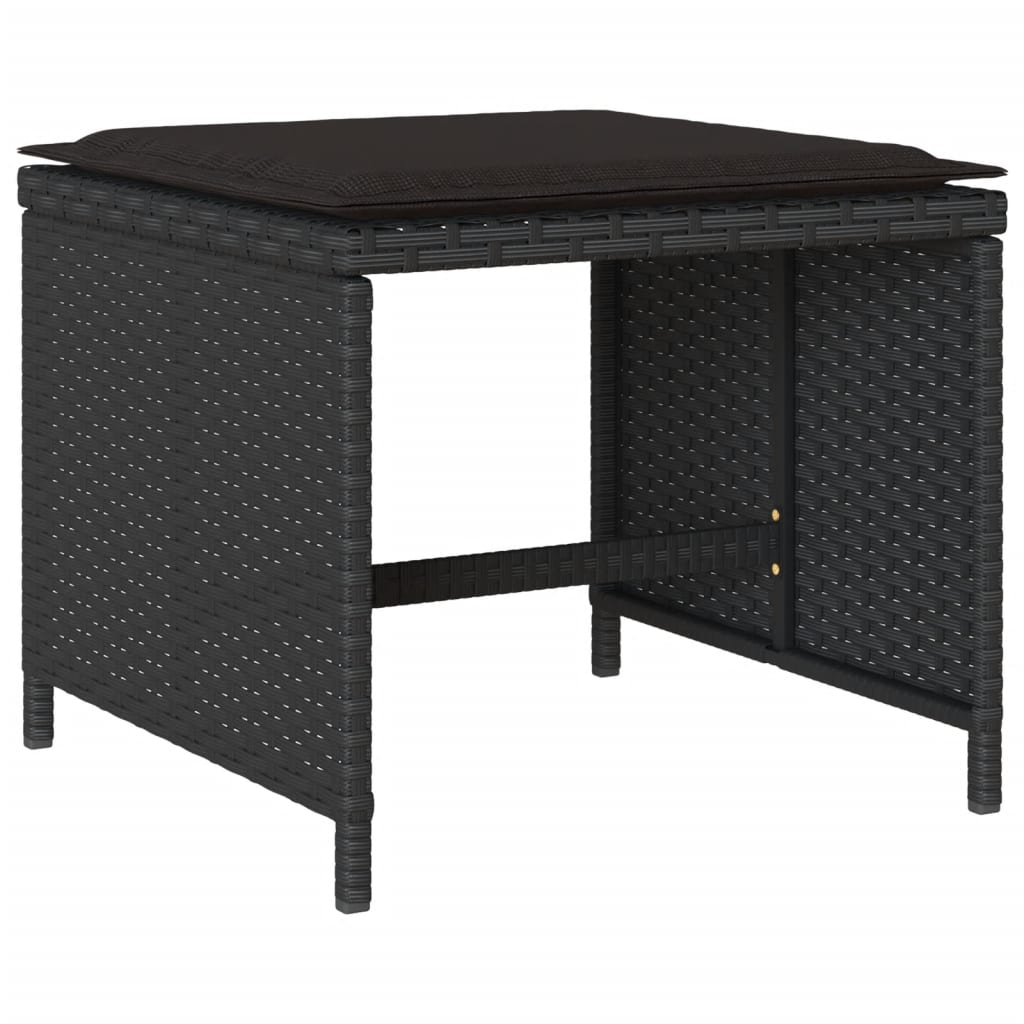 Set mobilier de gradina cu perne, 9 piese, negru, poliratan — imaginea 6