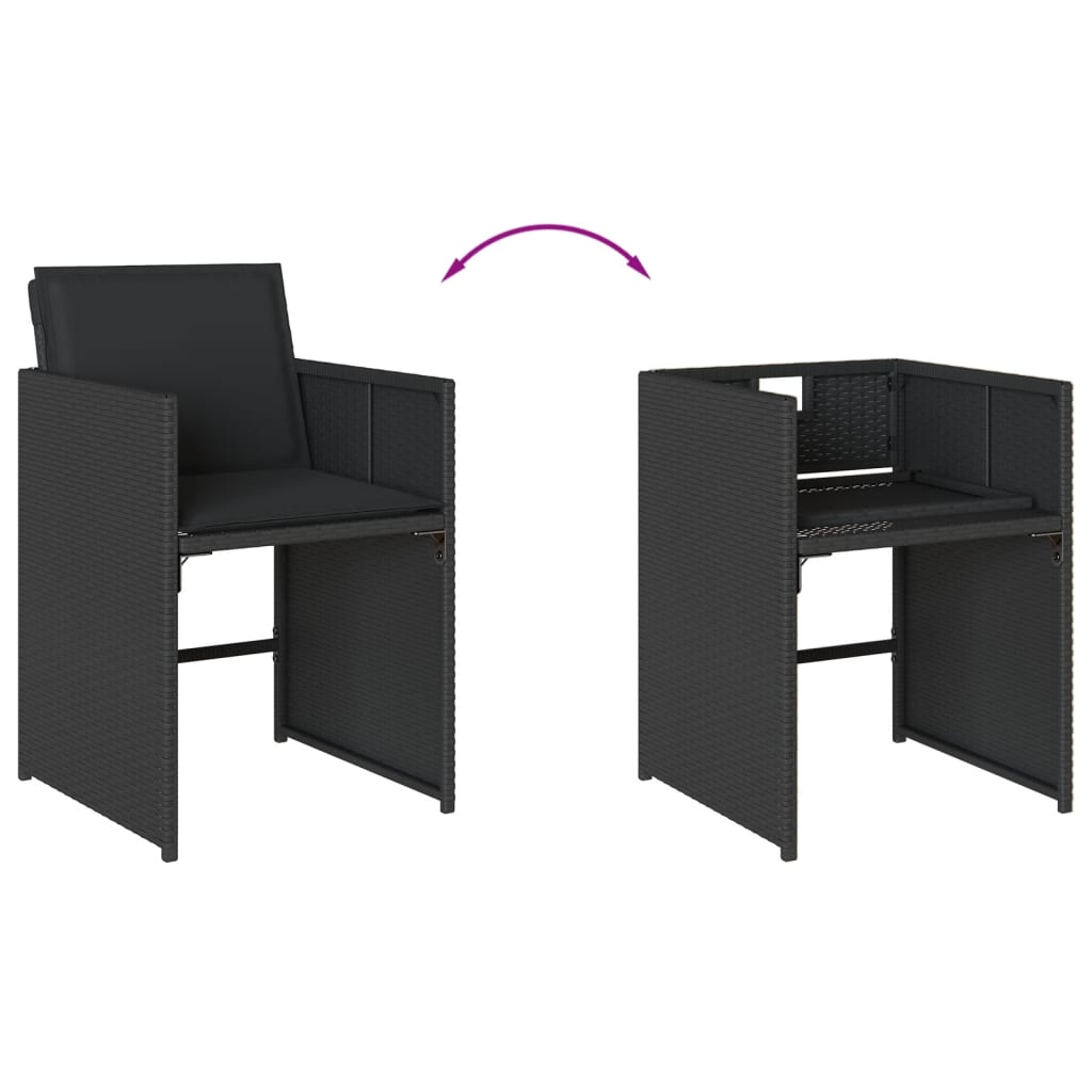 Set mobilier de gradina cu perne, 9 piese, negru, poliratan — imaginea 7