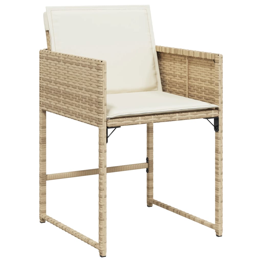 Set mobilier de gradina cu perne, 15 piese, bej, poliratan — imaginea 4