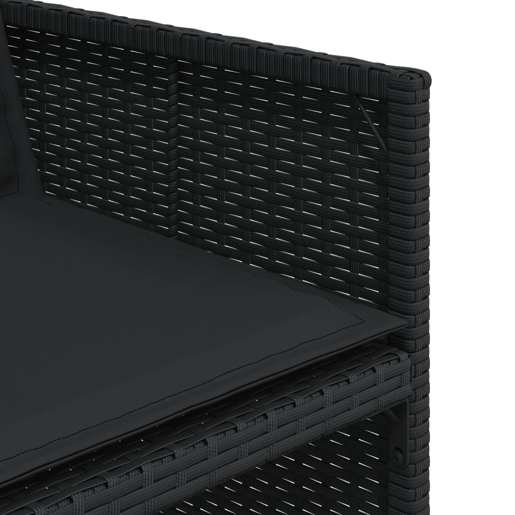 Set mobilier de gradina cu perne, 9 piese, negru, poliratan — imaginea 9