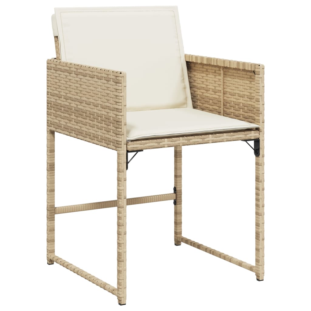 Set mobilier de gradina cu perne, 11 piese, bej, poliratan — imaginea 4