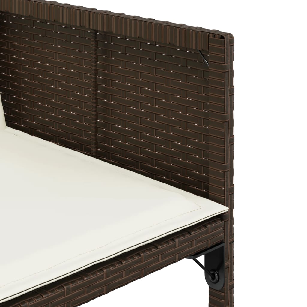 Set mobilier de gradina cu perne, 15 piese, maro, poliratan — imaginea 9