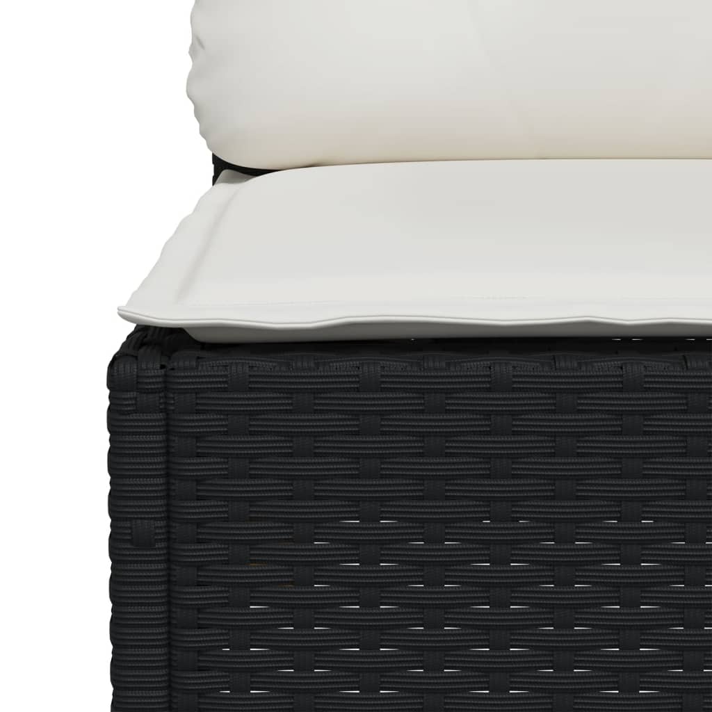 Set mobilier de gradina cu perne, 8 piese, negru, poliratan — imaginea 5