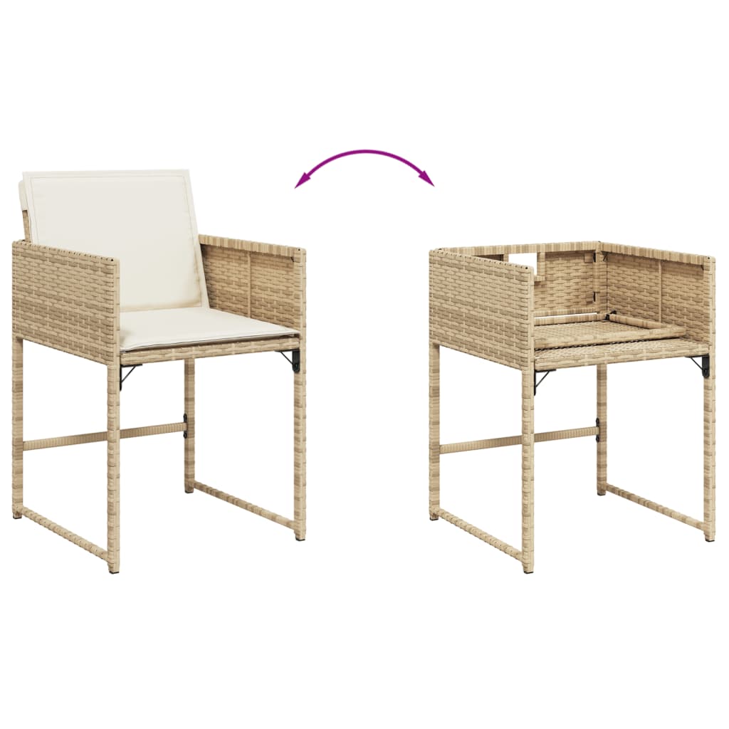 Set mobilier de gradina cu perne, 11 piese, bej, poliratan — imaginea 8