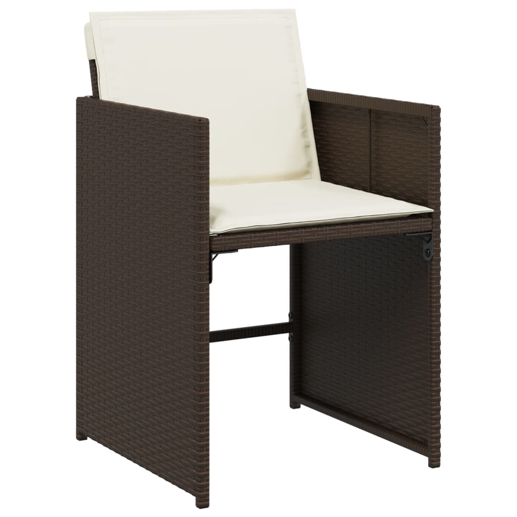 Set mobilier de gradina cu perne, 11 piese, maro, poliratan — imaginea 5