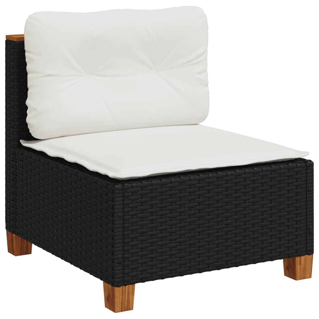 Set mobilier de gradina cu perne, 6 piese, negru, poliratan — imaginea 4