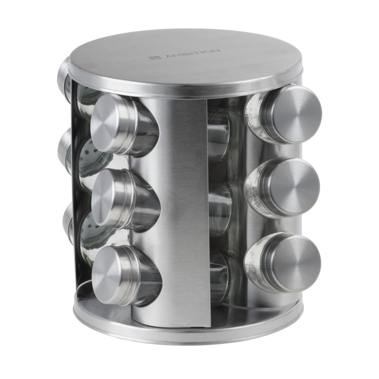 Set recipiente condimente AMBITION Cleo, 12 piese, suport inox