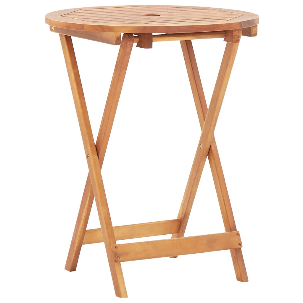 Set mobilier bistro, 3 piese, textil alb crem/lemn masiv — imaginea 5