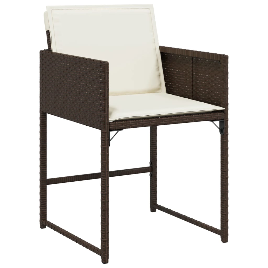 Set mobilier de gradina cu perne, 15 piese, maro, poliratan — imaginea 4