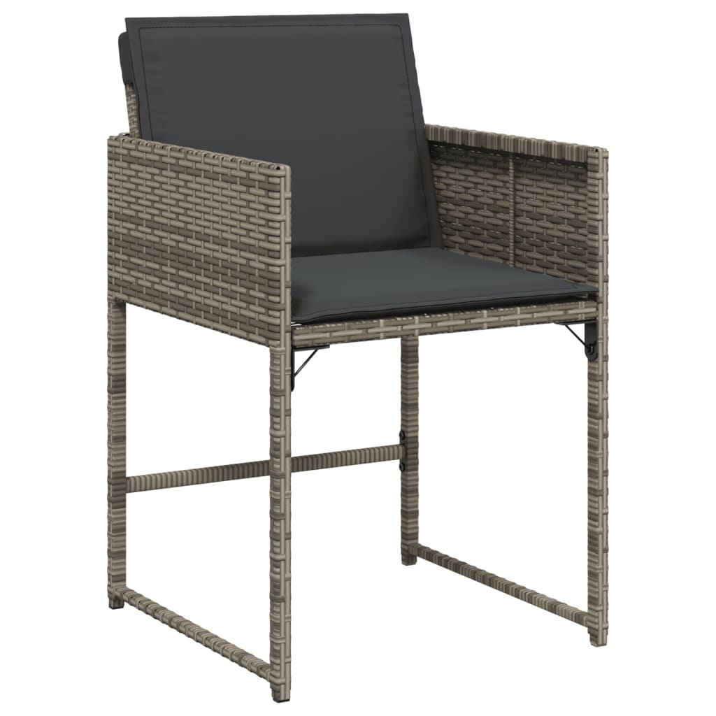 Set mobilier de gradina cu perne, 11 piese, gri, poliratan — imaginea 4