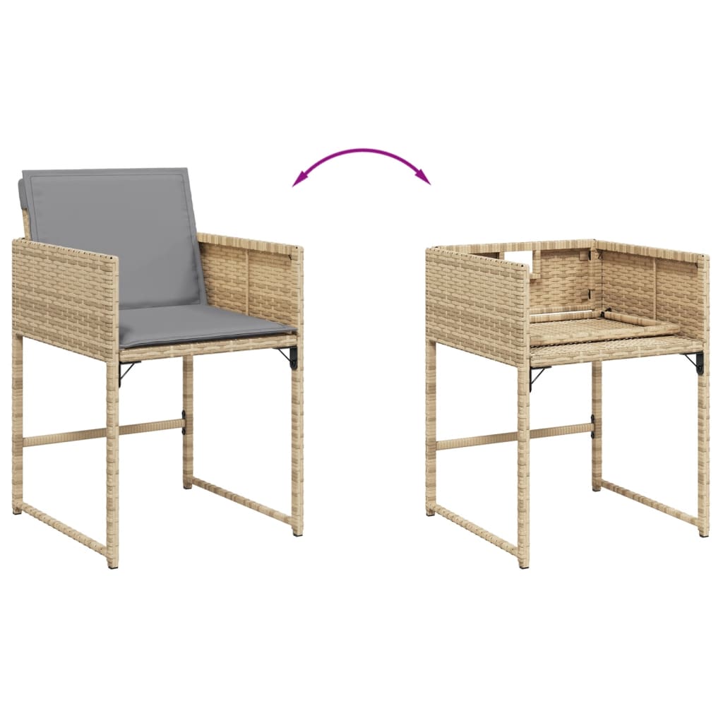 Set mobilier pentru gradina, 7 piese, cu perne, bej, poliratan — imaginea 8