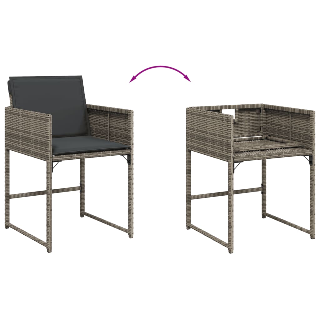 Set mobilier gradina cu perne, 9 piese, gri, poliratan — imaginea 8