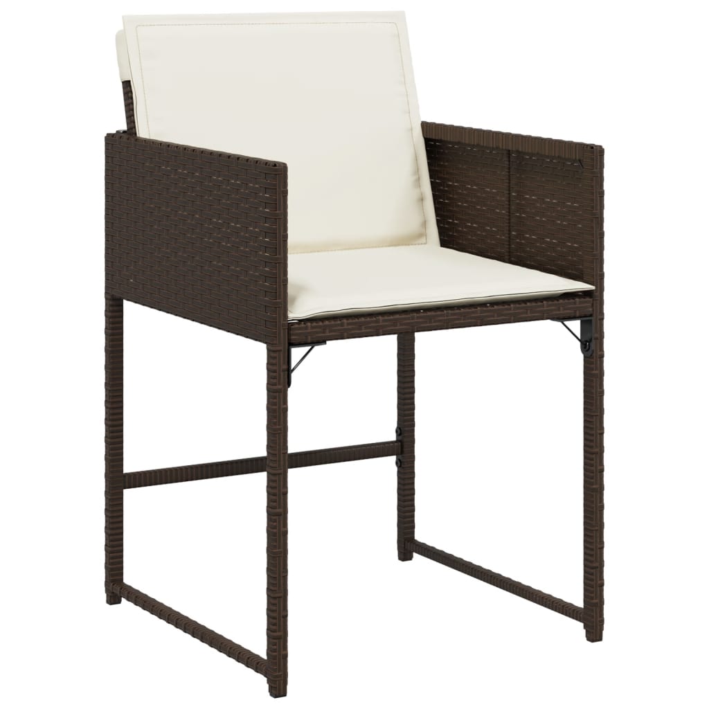 Set mobilier de gradina cu perne, 11 piese, maro, poliratan — imaginea 4