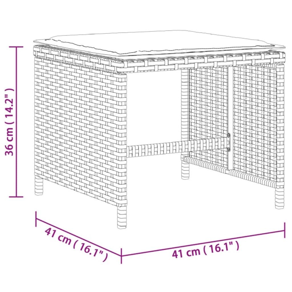Set de masa pentru gradina, 9 piese, cu perne, bej, poliratan — imaginea 12