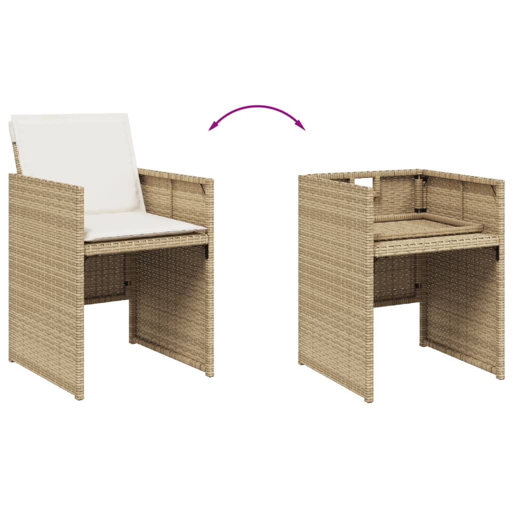 Set mobilier de gradina cu perne, 13 piese, bej, poliratan — imaginea 7