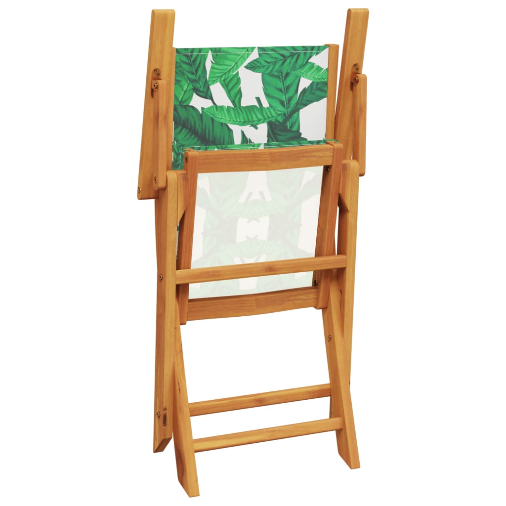 Set mobilier bistro, 3 piese, textil model frunze/lemn masiv — imaginea 7