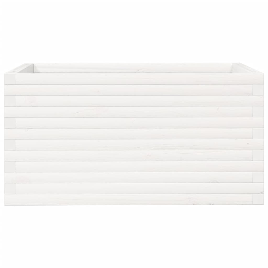 Jardiniera de gradina, alb, 90x60x45,5 cm, lemn masiv de pin — imaginea 5