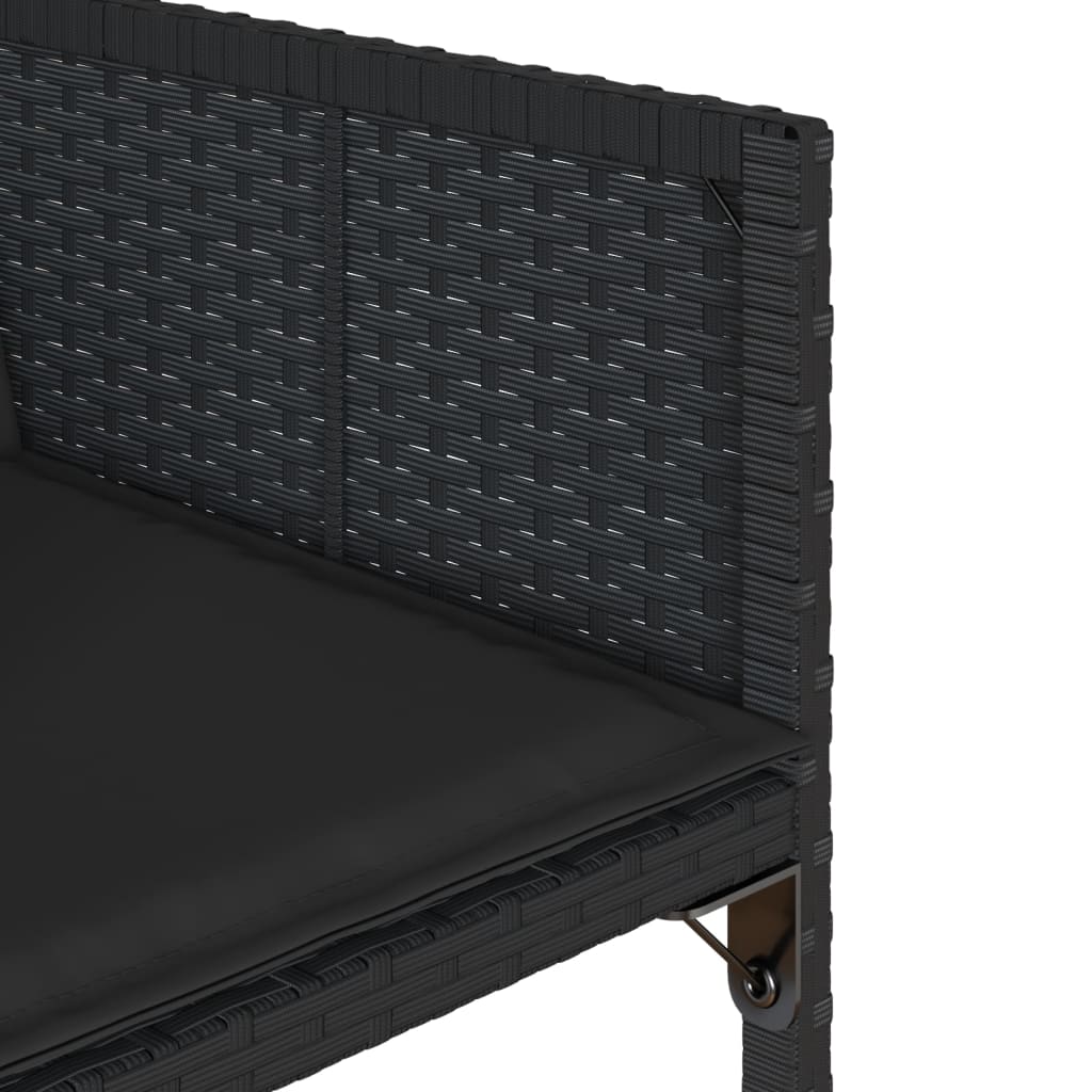 Set mobilier de gradina cu perne, 7 piese, negru, poliratan — imaginea 6