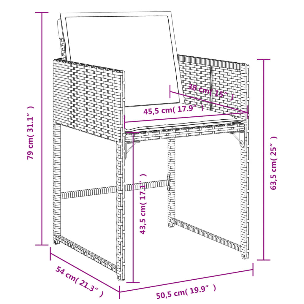 Set mobilier de gradina cu perne, 13 piese, negru, poliratan — imaginea 9