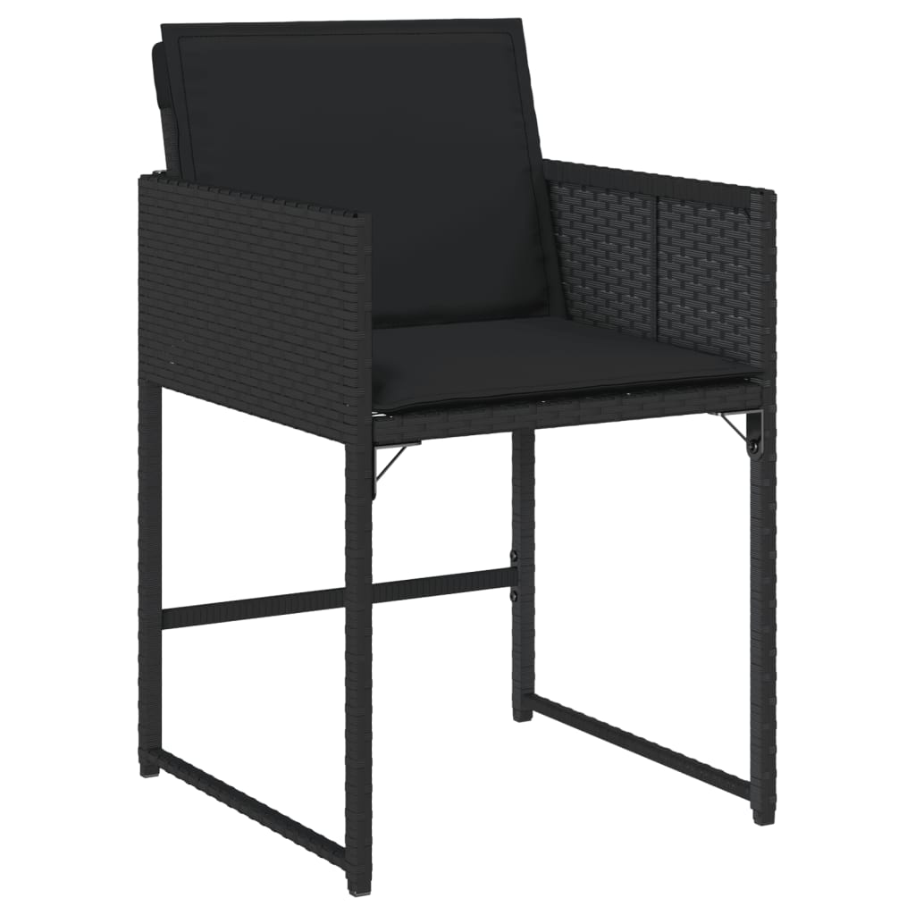 Set mobilier de gradina cu perne, 5 piese, negru, poliratan — imaginea 3