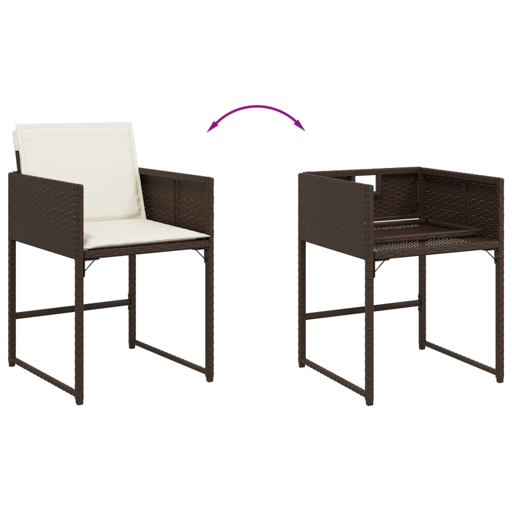 Set mobilier de gradina cu perne, 17 piese, maro, poliratan — imaginea 7