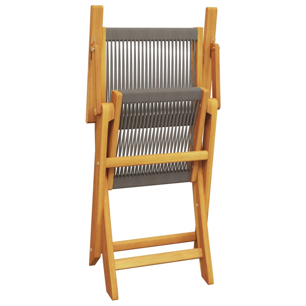 Set mobilier bistro, 3 piese, gri, polipropilena si lemn masiv — imaginea 7