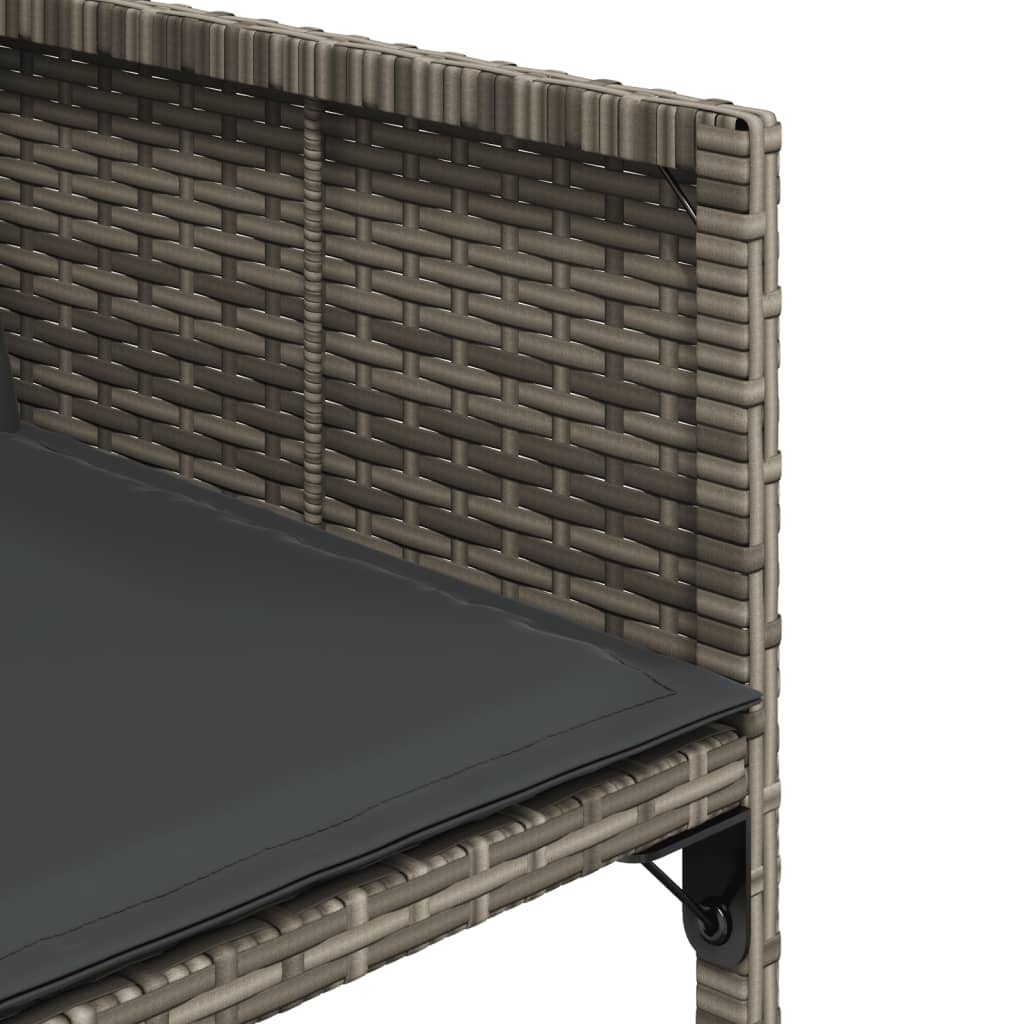 Set mobilier gradina cu perne, 9 piese, gri, poliratan — imaginea 9