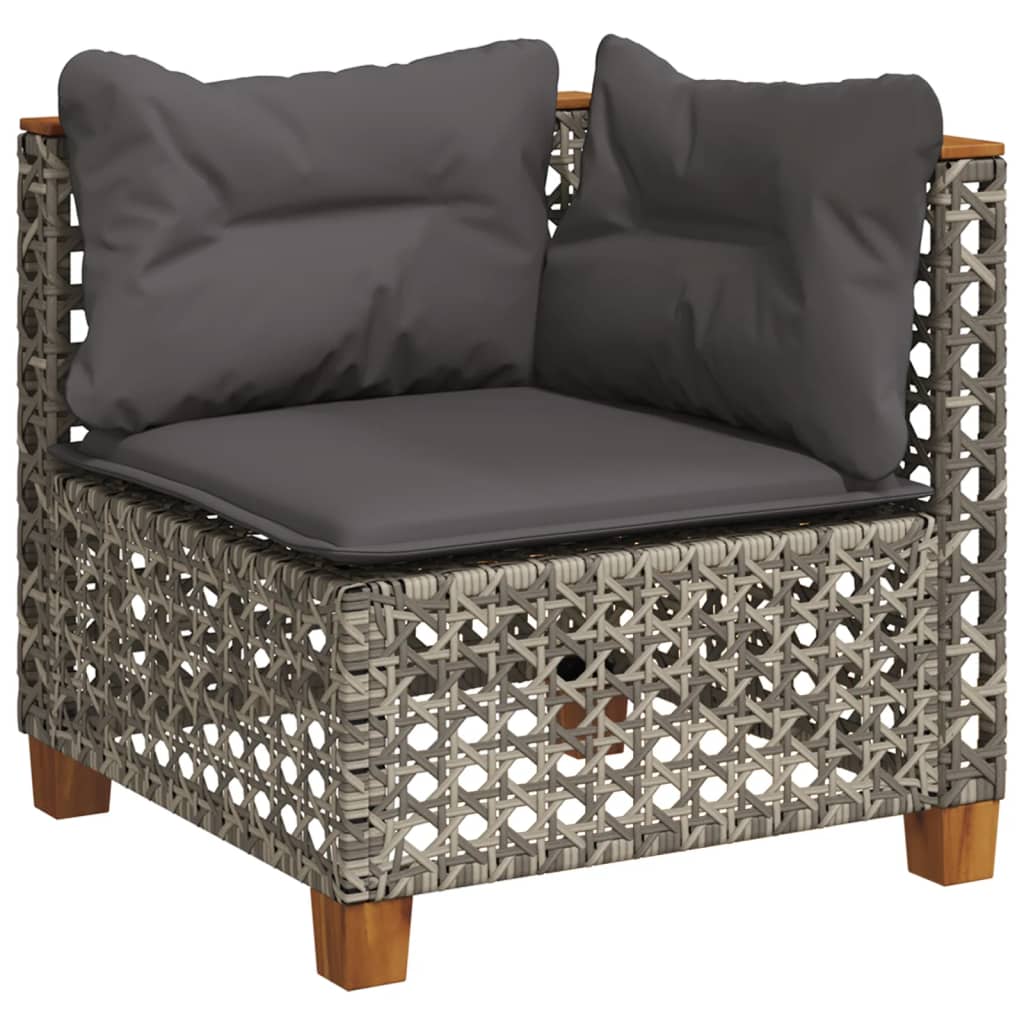 Set canapele de gradina cu perne, 8 piese, gri, poliratan — imaginea 4
